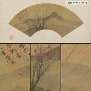 明代 唐寅 高木慈鸦图扇