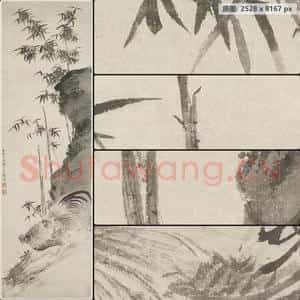 明代 周之冕 竹石雄鸡图轴
