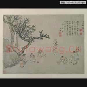 明末清初 张宏 击缶图轴