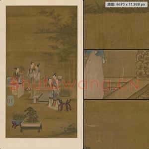 清代 丁观鹏 宫妃话宠图轴