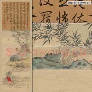 清代 丁观鹏 弘历 大士像心经合装轴