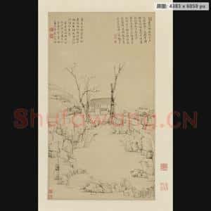 清代 弘仁 古槎短荻图轴