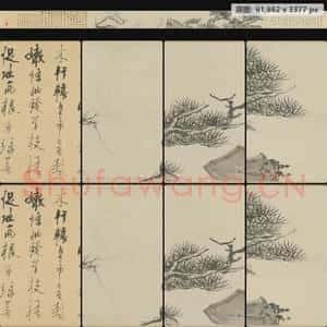 清代 弘仁 松梅图卷