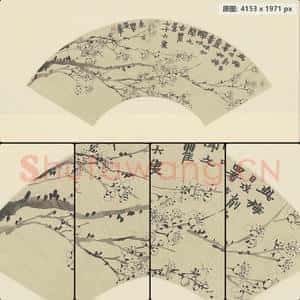 清代 金农 梅花图扇