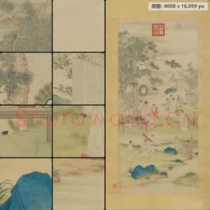 清代 郎世宁 弘历观画图轴