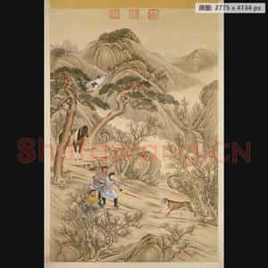 清代 郎世宁等 乾隆皇帝刺虎图轴