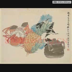 清代 任颐 菠萝菊蟹页