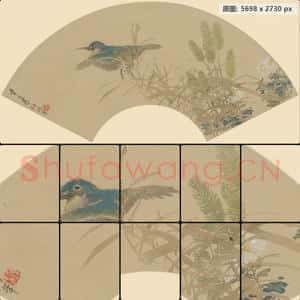 清代 任颐 花鸟扇