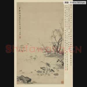 清代 王翚 寒塘鸂鶒图轴