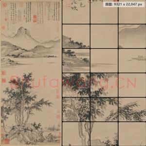 元代 盛懋 秋江待渡图轴
