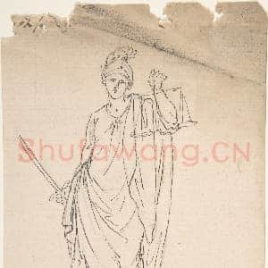 [佚名素描作品]持剑与天平的女性雕像.tif