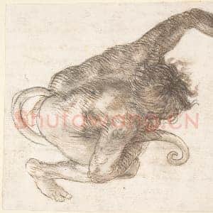 [佚名素描作品]长尾幻想类人生物.tif