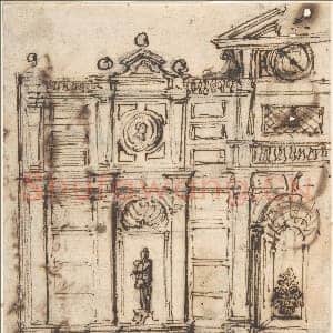 [佚名素描作品]建筑图残片 附钢笔信函残片.tif