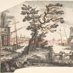 [佚名素描作品]墙壁装饰风景画设计.tif