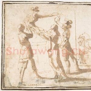 [意大利素描作品]传为弗朗切斯科·阿莱格里尼-登基勇士分发王冠.tif