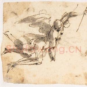 [意大利素描作品]传为弗朗切斯科·阿莱格里尼-四飞天使 两飞人物.tif