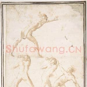 [意大利素描作品]传为弗朗切斯科·阿莱格里尼-四裸体勇士.tif