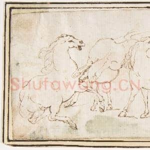 [意大利素描作品]传为弗朗切斯科·阿莱格里尼-六匹马.tif