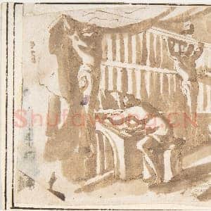 [意大利素描作品]传为弗朗切斯科·阿莱格里尼-帕加马图书馆赠予克利奥帕特拉.tif