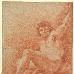 [意大利素描作品]贝内代托·卢蒂-坐姿裸体男子(正面)坐姿人物(背面).tif