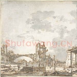 [意大利素描作品]卡纳莱托-泻湖随想曲(正面)建筑场景(背面).tif