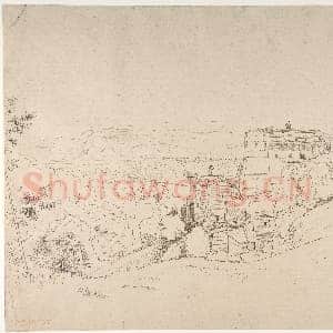 [法国素描作品]克洛德-费利克斯-泰奥多尔-意大利真扎诺的科隆纳城堡.tif