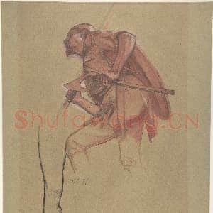 [法国素描作品]费尔南·科尔蒙-持斧武士与腿部习作.tif