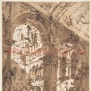 [意大利素描作品]弗朗切斯科·瓜尔迪-建筑随想曲：宫殿庭院2.tif