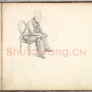 [英国素描作品]弗雷德里克·莱顿-坐椅男子.tif