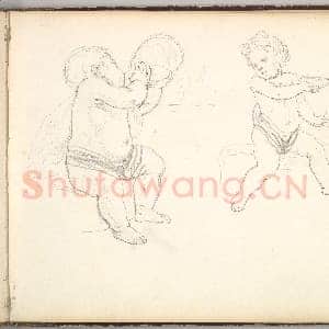 [英国素描作品]弗雷德里克·莱顿-两孩童.tif
