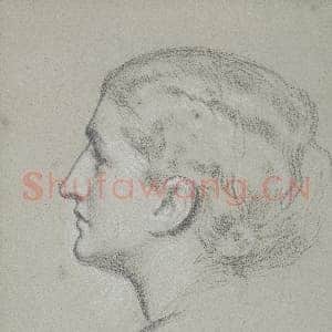 [英国素描作品]弗雷德里克·莱顿(1830-1896)女子头部习作.tif