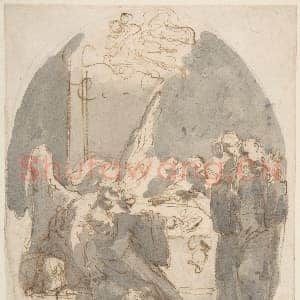 [意大利素描作品]加埃塔诺·甘多尔菲-天使搀扶的垂死教士.tif