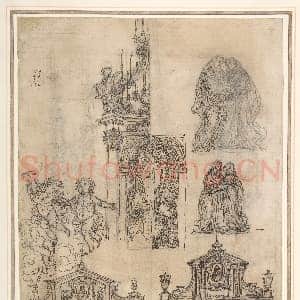 [意大利素描作品]乔瓦尼·巴蒂斯塔·福吉尼-建筑母题习作页.tif