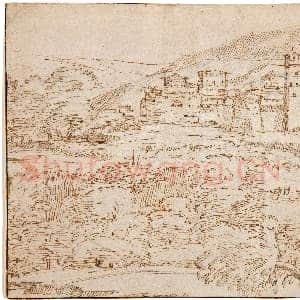[意大利素描作品]乔瓦尼·F·格里马尔迪(1606-1680)风景.tif