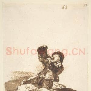 [西班牙素描作品]戈雅-皮囊喝酒的男子 西班牙画册.tif