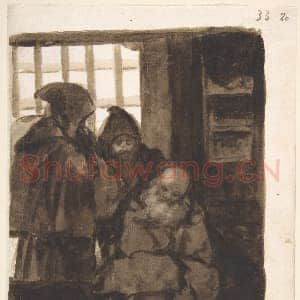 [西班牙素描作品]戈雅-室内修士 西班牙画册.tif