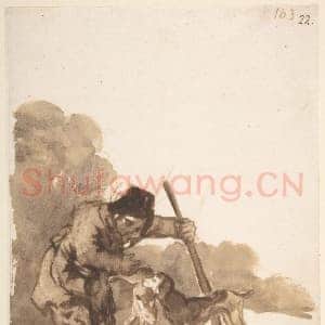 [西班牙素描作品]戈雅-猎兔人与猎犬 选自画册.tif