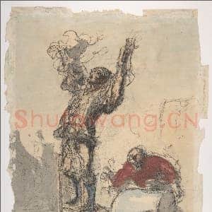 [法国素描作品]奥诺雷·杜米埃-街头表演.tif