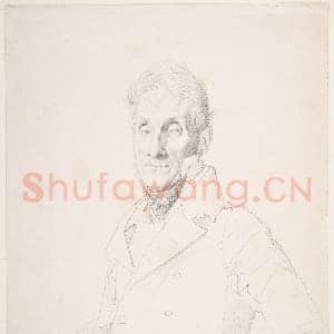 [法国素描作品]让-奥古斯特-多米尼克·安格尔-男子肖像.tif