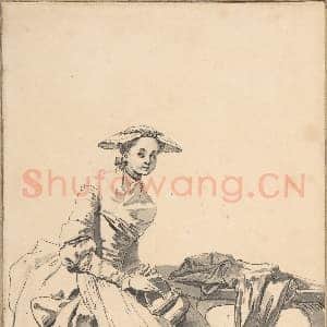 [法国素描作品]让-巴蒂斯特·格勒兹-戴蝴蝶帽的佛罗伦萨女子.tif