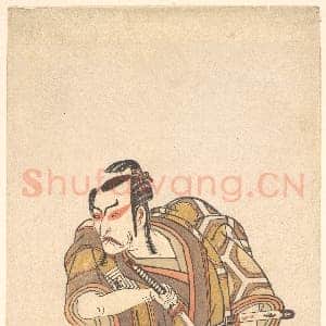 [日本素描作品]胜川春章-武士装扮的市川团藏三世素描.tif