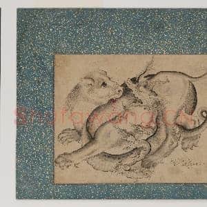 [伊朗素描作品]穆罕默德·巴吉尔-狮龙搏斗.tif