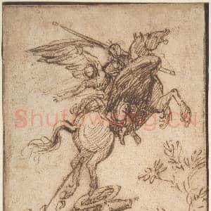 [法国素描作品]尼古拉·普桑-魔法师阿特兰特劫持皮纳贝洛的夫人.tif