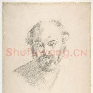 [法国素描作品]保罗·塞尚-艺术家肖像(正面)风景习作残片(背面).tif