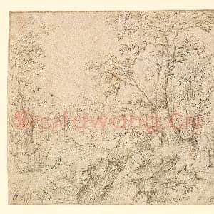 [佛兰德斯素描作品]菲利普·范登博斯赫-崎岖林地河景.tif