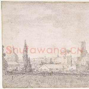 [法国素描作品]皮埃尔·夏尔·容贝尔-从帕拉蒂尼山远眺罗马.tif