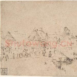 [荷兰素描作品]伦勃朗-水边房屋.tif