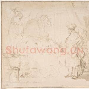 [荷兰素描作品]伦勃朗-波提乏之妻向丈夫控告约瑟.tif