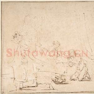 [荷兰素描作品]伦勃朗-多比与撒拉的婚夜.tif