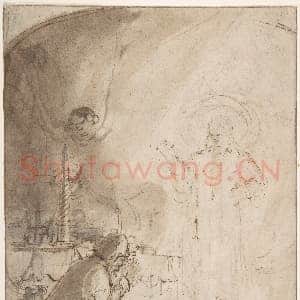 [荷兰素描作品]伦勃朗画派-撒迦利亚与天使.tif